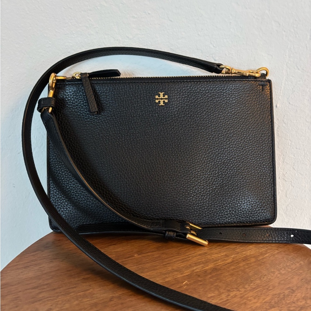 Tory Burch Black Pebbled Leather Crossbody Bag